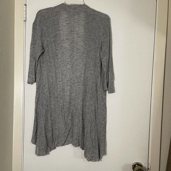 EILEEN FISHER gray ribbed short sleeve lightweight cardigan size small - Picture 4 of 5